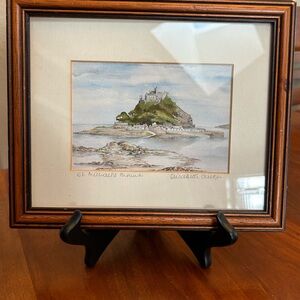 Watercolor of St Michael’s Mount in Cornwall England By Elisabeth Clarke Framed